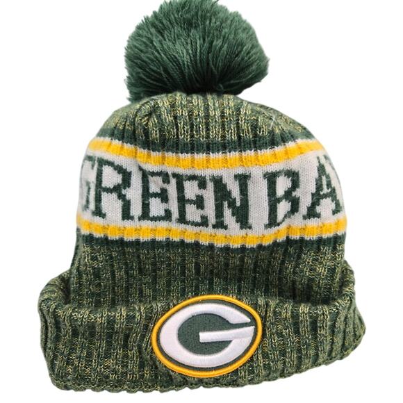 Green Bay Packers NFL Sport Cuffed Knit Hat New Era Pompom One Size - Picture 1 of 3